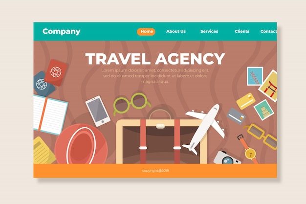 Free Vector flat travel landing page template