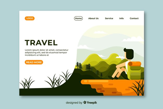 Flat travel landing page template