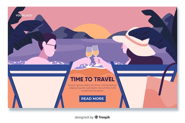 Free vector flat travel landing page template