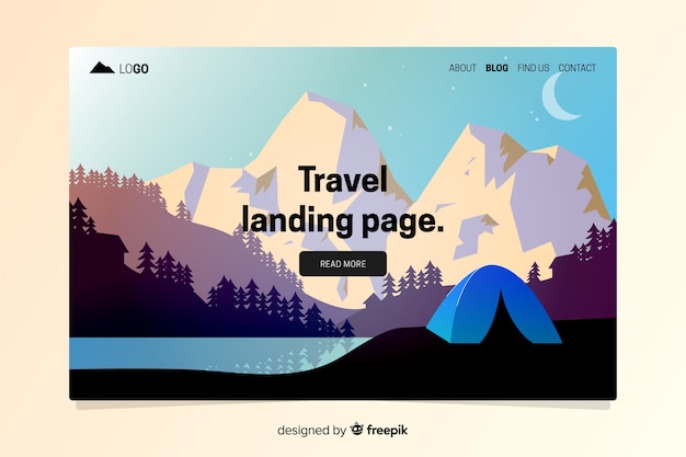 Flat travel landing page template