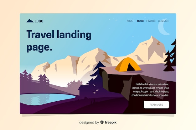 Free Vector flat travel landing page template