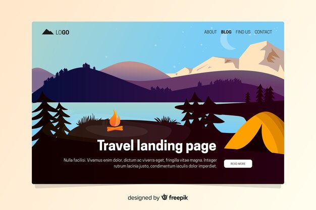 Flat travel landing page template