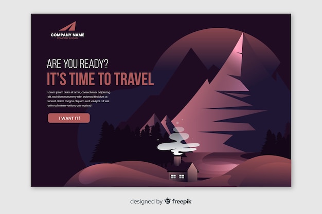 Free vector flat travel landing page template