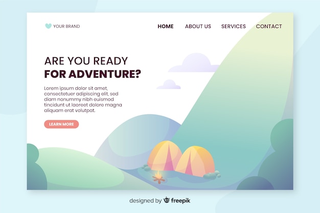 Flat travel landing page template