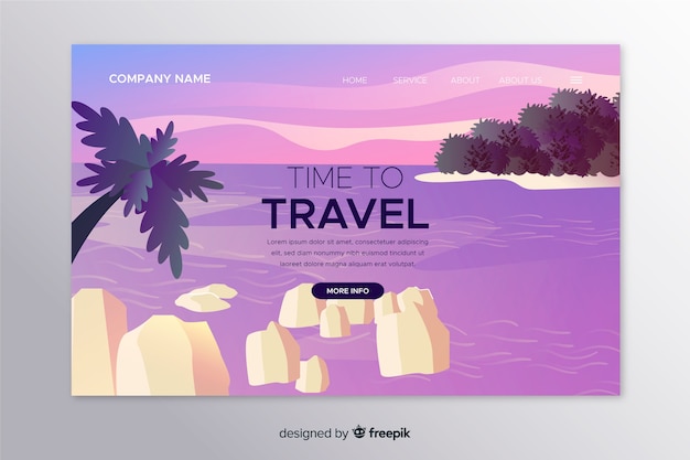 Free Vector flat travel landing page template