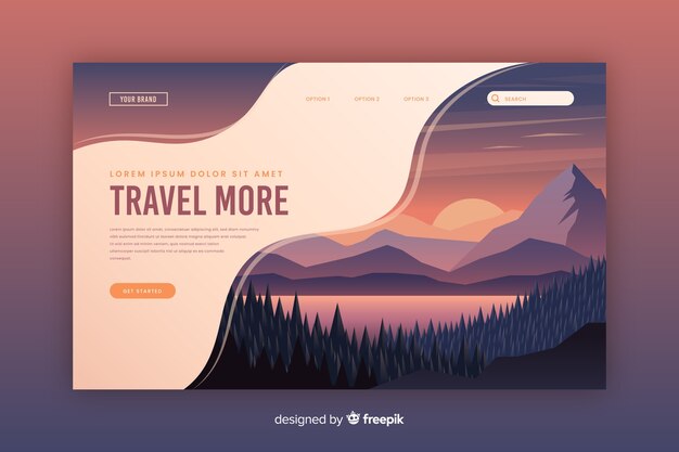 Flat travel landing page template