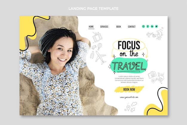 Flat travel landing page template