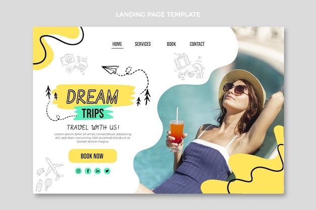 Flat travel landing page template