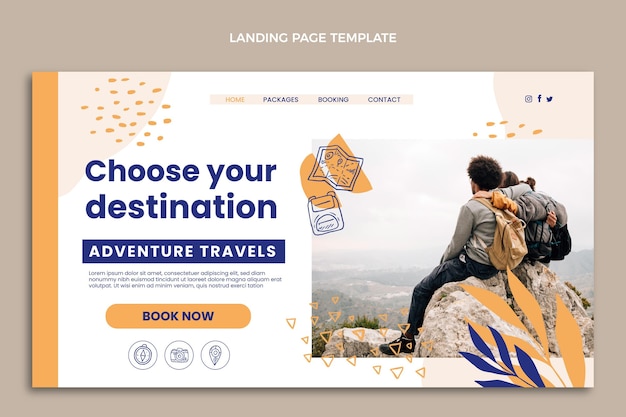 Flat travel landing page template