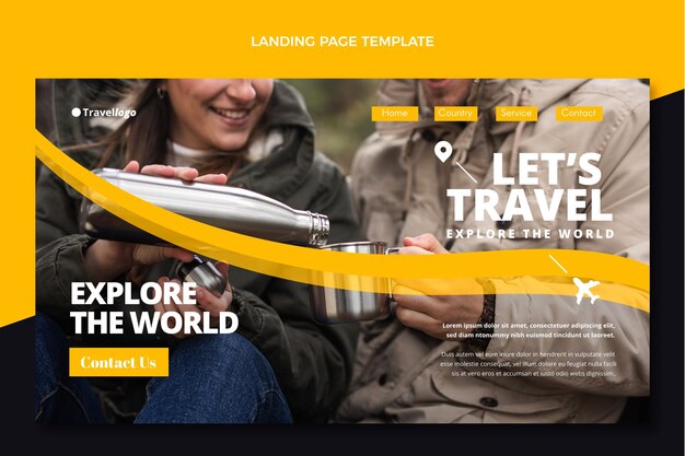 Flat travel landing page template