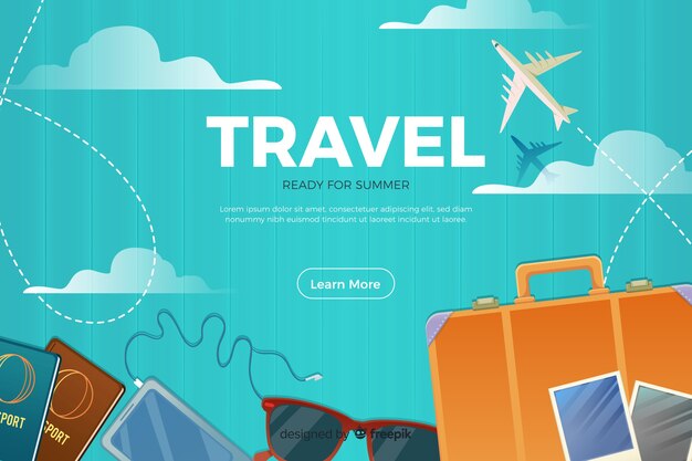 Flat travel landing page template