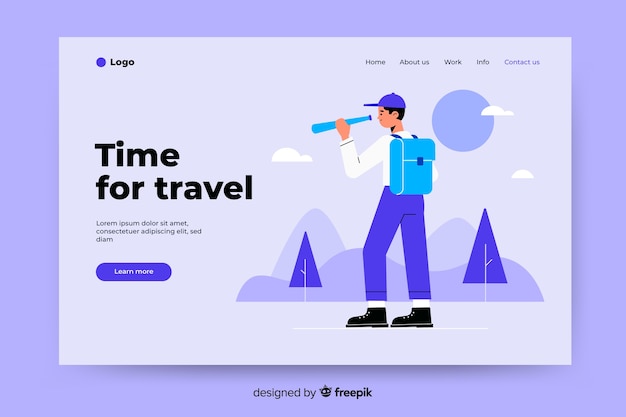 Flat travel landing page template