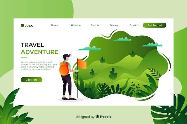 Flat travel landing page template