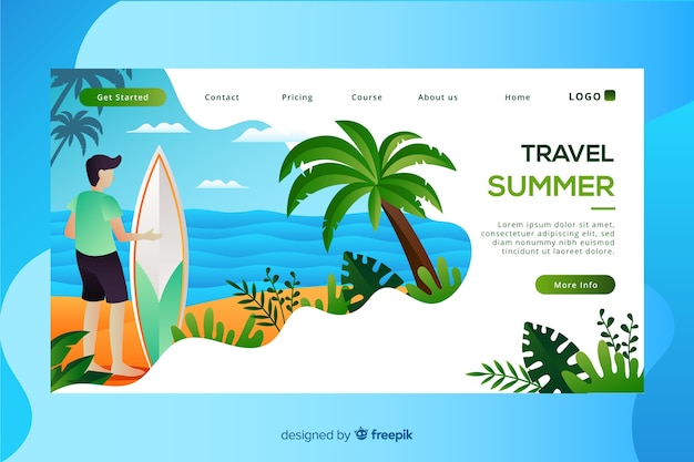 Flat travel landing page template