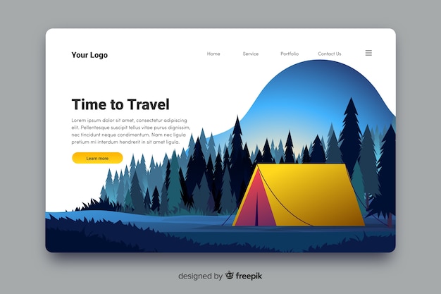 Flat travel landing page template