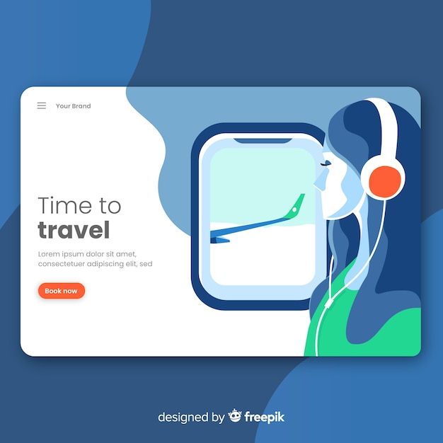 Flat travel landing page templatee