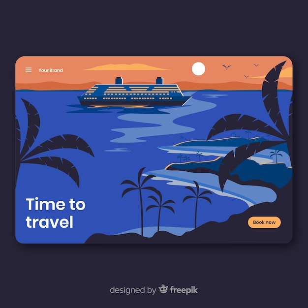 Free vector flat travel landing page templatee