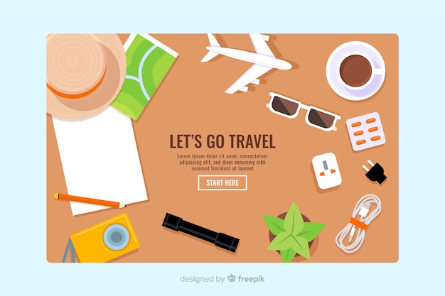 Free Vector flat travel landing page