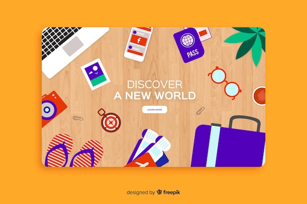 Free Vector flat travel landing page