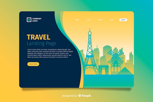 Flat travel landing page