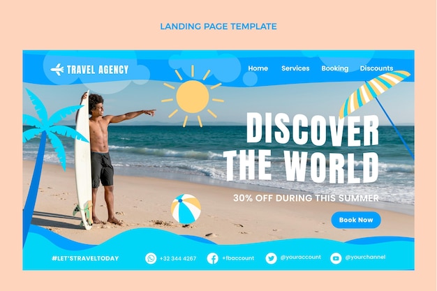 Free Vector flat travel landing page