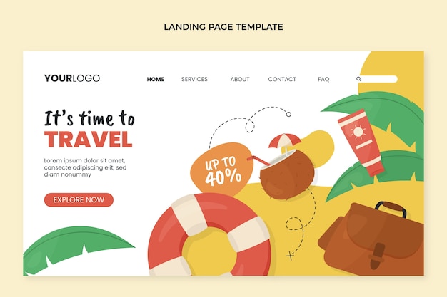 Flat travel landing page