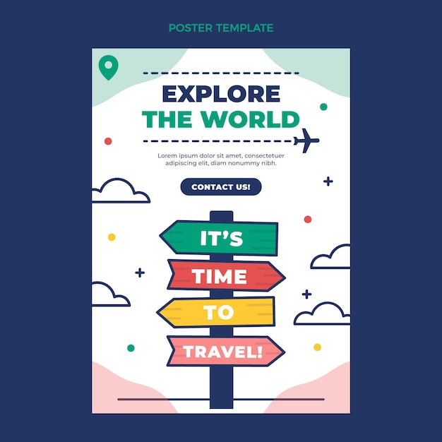 Free Vector flat travel print template