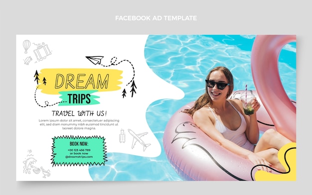 Flat travel social media promo template