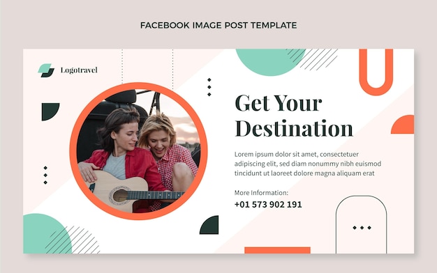 Flat travel social media promo template