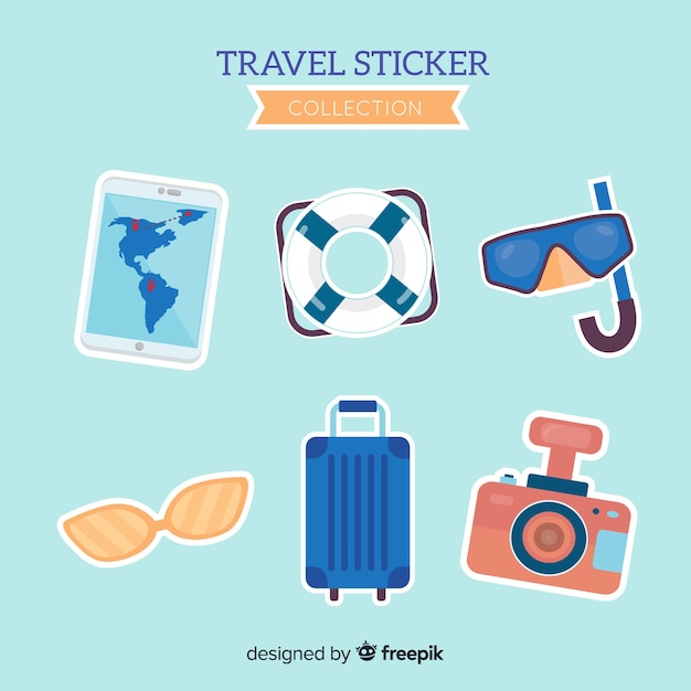 Flat travel sticker collection