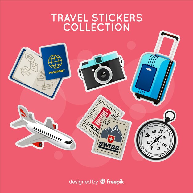 Flat travel stickers collection