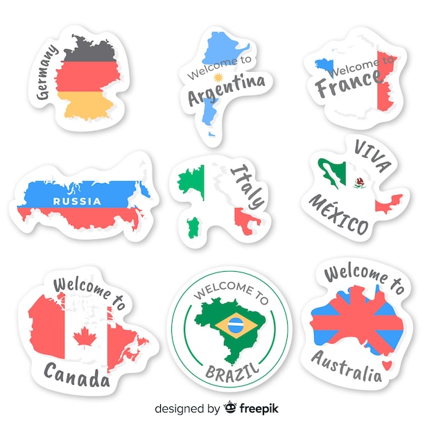 Free Vector flat travel stickers collection