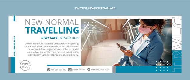 Flat travel twitter header template