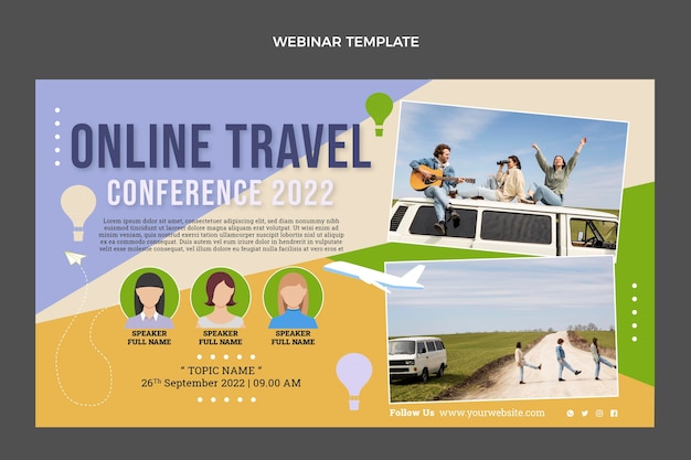 Flat travel webinar cover template