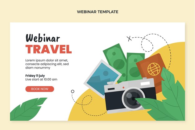 Flat travel webinar template