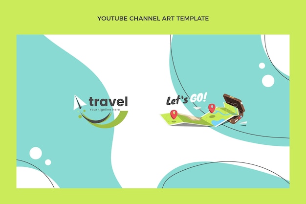 Flat travel youtube channel art template