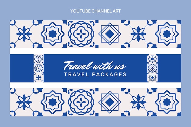 Free Vector flat travel youtube channel