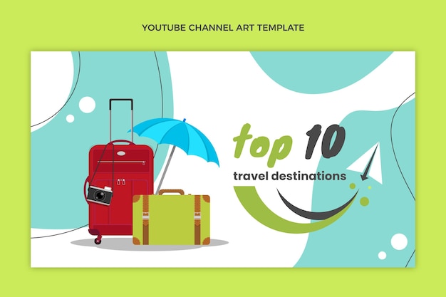 Flat travel youtube thumbnail template