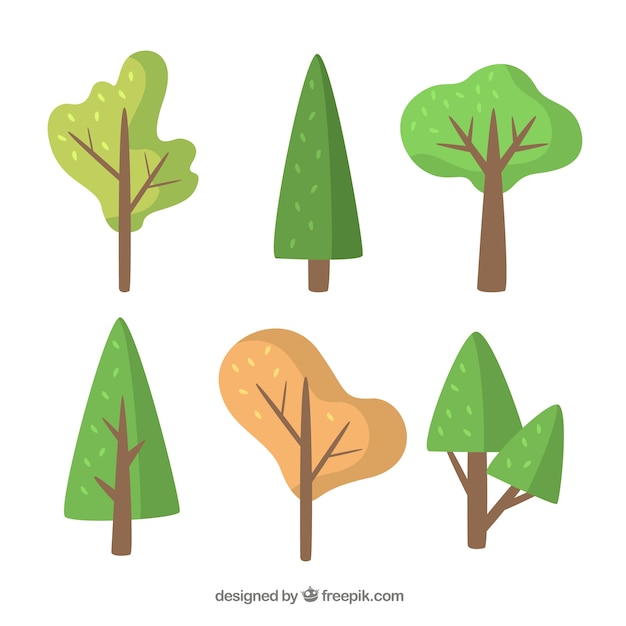 Free vector flat tree collection