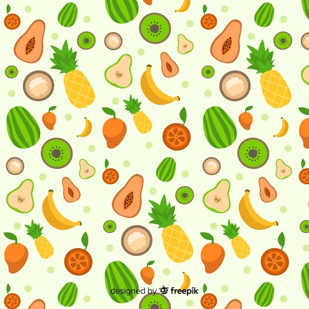 Flat tropical fruits pattern