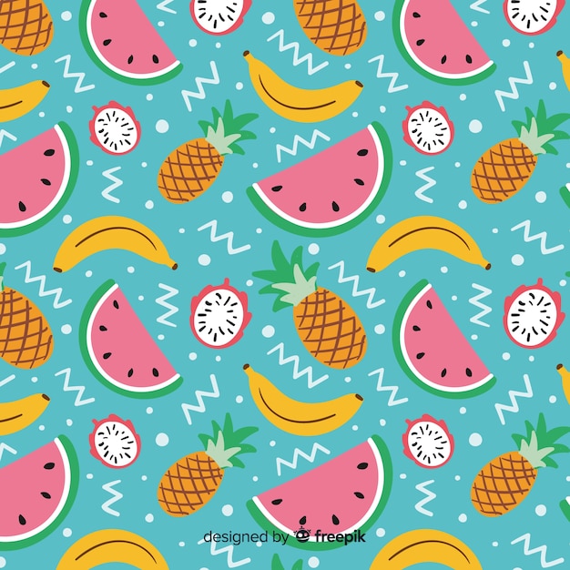 Flat tropical fruits pattern