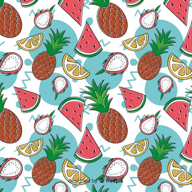 Flat tropical fruits pattern