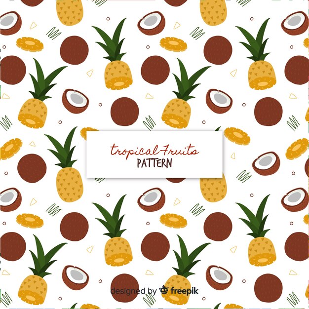 Flat tropical fruits pattern