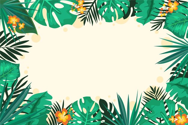 Flat tropical leaves background