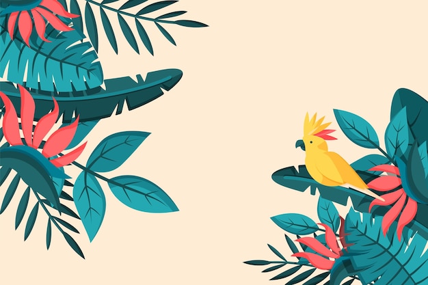 Flat tropical leaves background