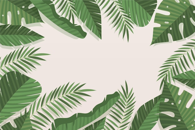 Flat tropical leaves background