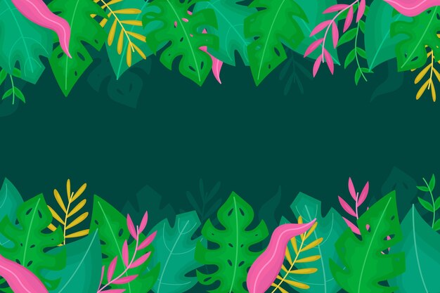 Flat tropical leaves background