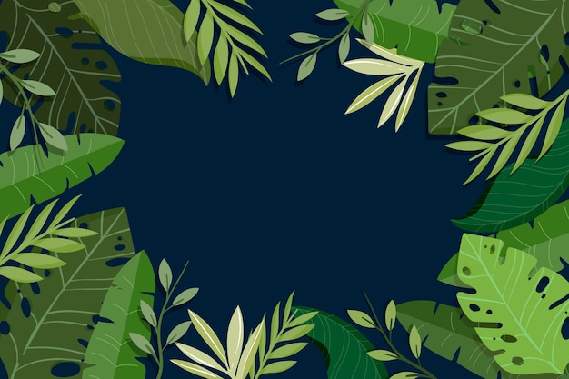 Flat tropical leaves background