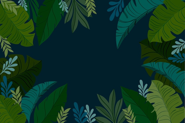 Flat tropical leaves background