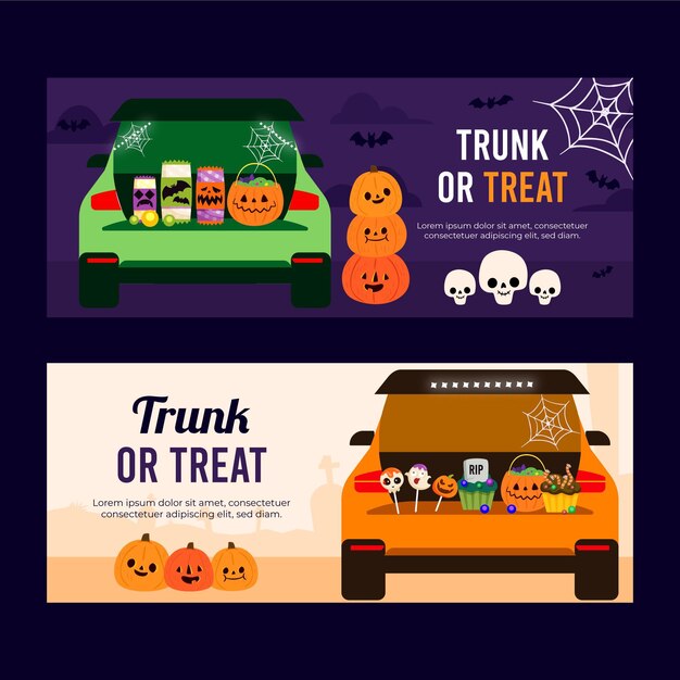 Flat trunk or treat banners set